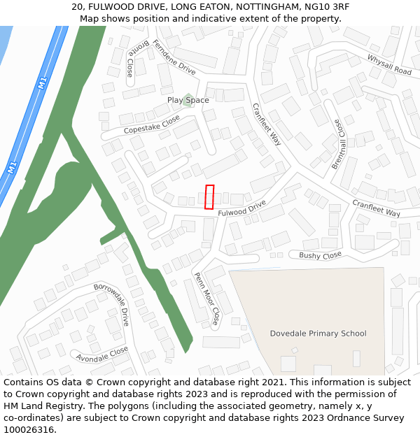 20, FULWOOD DRIVE, LONG EATON, NOTTINGHAM, NG10 3RF: Location map and indicative extent of plot