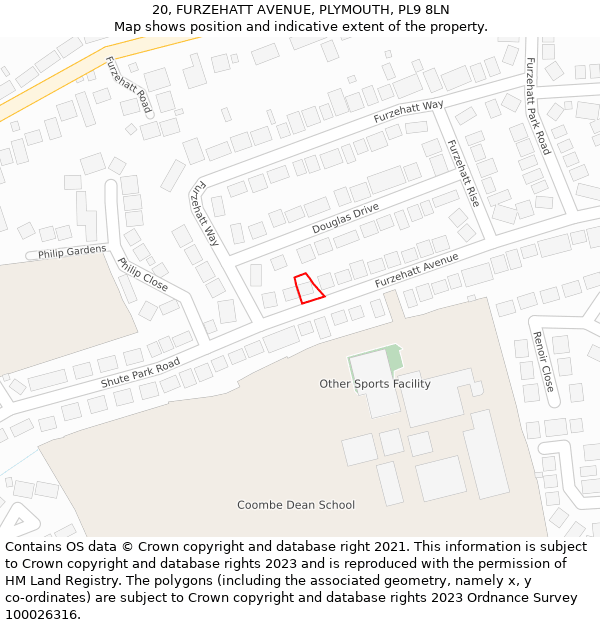 20, FURZEHATT AVENUE, PLYMOUTH, PL9 8LN: Location map and indicative extent of plot