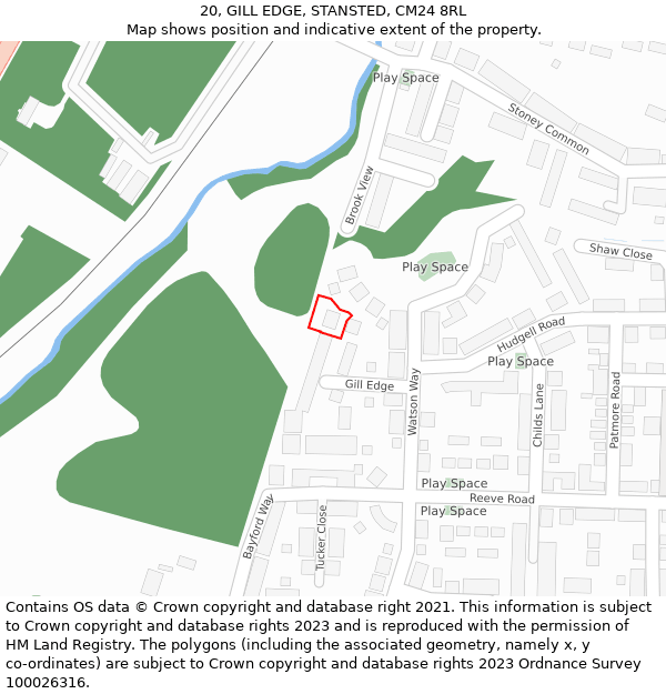 20, GILL EDGE, STANSTED, CM24 8RL: Location map and indicative extent of plot