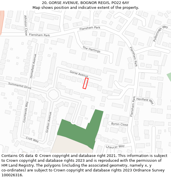 20, GORSE AVENUE, BOGNOR REGIS, PO22 6AY: Location map and indicative extent of plot