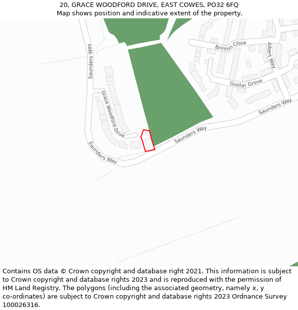 20, GRACE WOODFORD DRIVE, EAST COWES, PO32 6FQ: Location map and indicative extent of plot