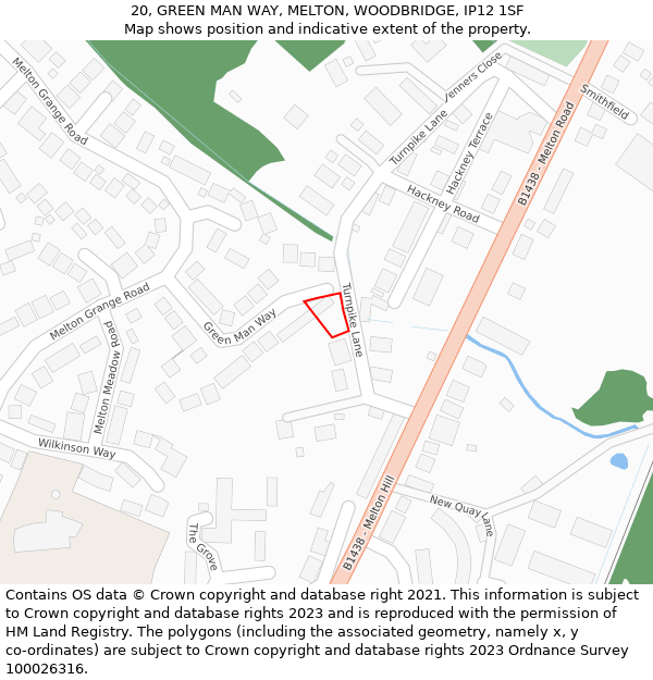 20, GREEN MAN WAY, MELTON, WOODBRIDGE, IP12 1SF: Location map and indicative extent of plot