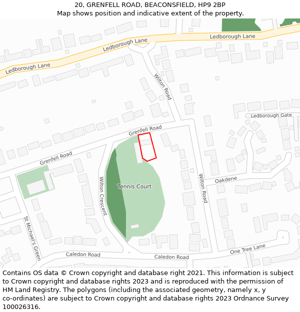 20, GRENFELL ROAD, BEACONSFIELD, HP9 2BP: Location map and indicative extent of plot