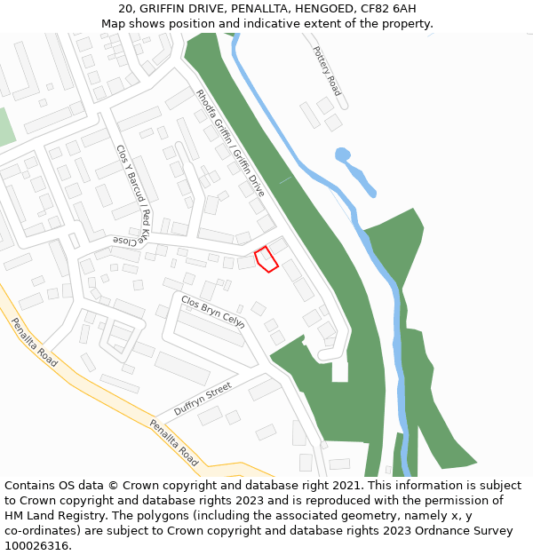 20, GRIFFIN DRIVE, PENALLTA, HENGOED, CF82 6AH: Location map and indicative extent of plot