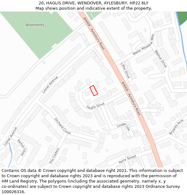 20, HAGLIS DRIVE, WENDOVER, AYLESBURY, HP22 6LY: Location map and indicative extent of plot