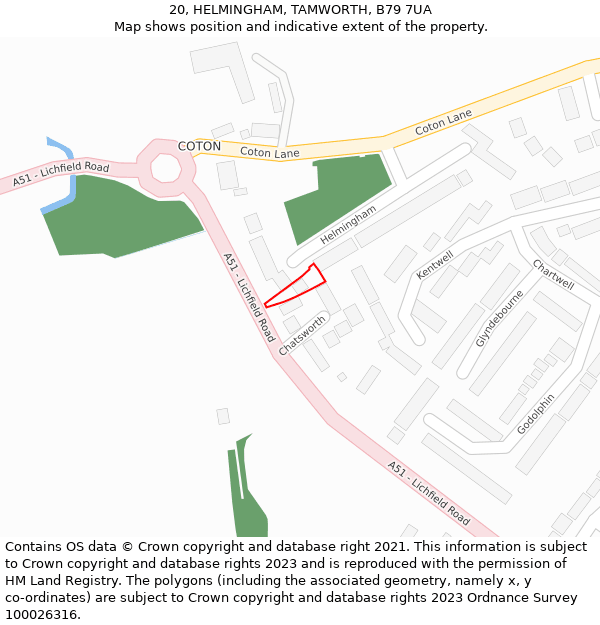 20, HELMINGHAM, TAMWORTH, B79 7UA: Location map and indicative extent of plot