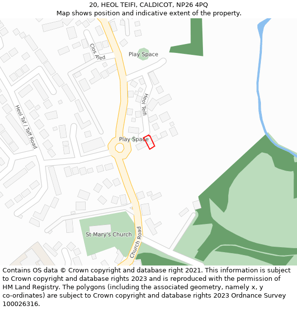 20, HEOL TEIFI, CALDICOT, NP26 4PQ: Location map and indicative extent of plot