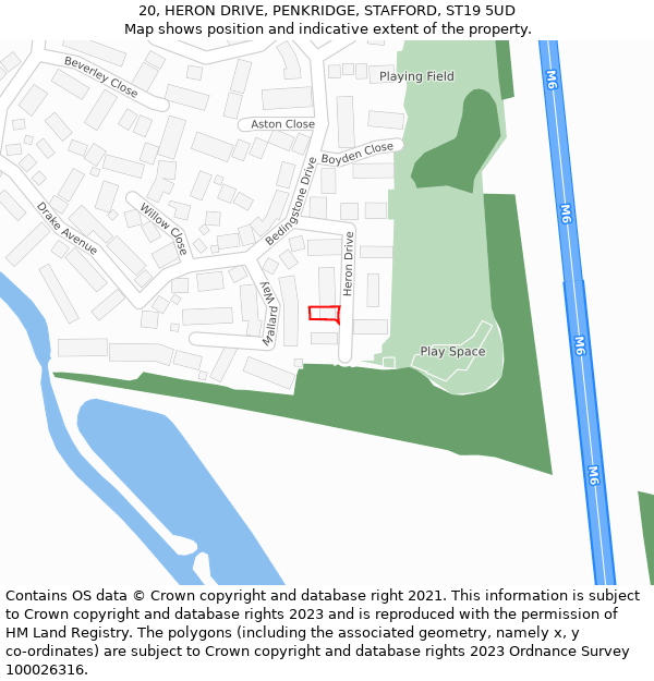 20, HERON DRIVE, PENKRIDGE, STAFFORD, ST19 5UD: Location map and indicative extent of plot