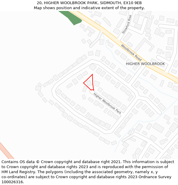 20, HIGHER WOOLBROOK PARK, SIDMOUTH, EX10 9EB: Location map and indicative extent of plot