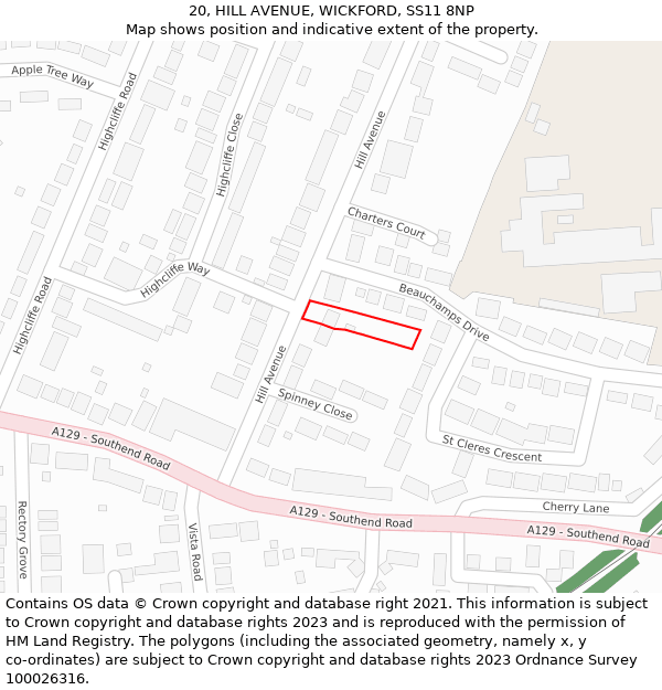 20, HILL AVENUE, WICKFORD, SS11 8NP: Location map and indicative extent of plot