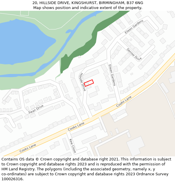 20, HILLSIDE DRIVE, KINGSHURST, BIRMINGHAM, B37 6NG: Location map and indicative extent of plot