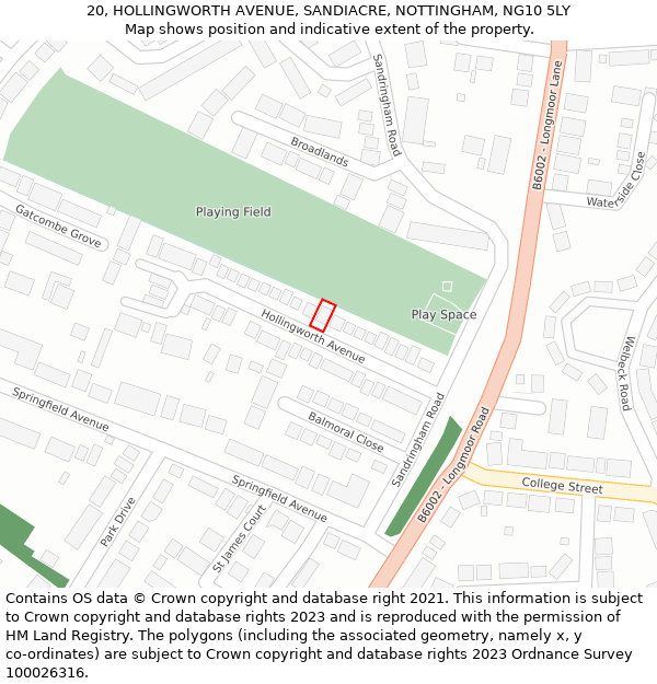 20, HOLLINGWORTH AVENUE, SANDIACRE, NOTTINGHAM, NG10 5LY: Location map and indicative extent of plot