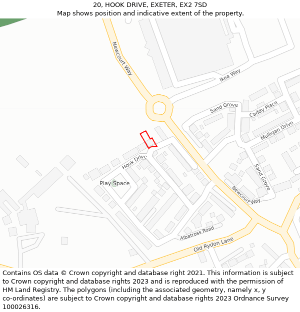 20, HOOK DRIVE, EXETER, EX2 7SD: Location map and indicative extent of plot