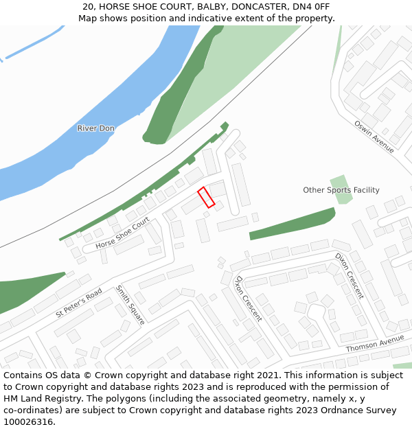 20, HORSE SHOE COURT, BALBY, DONCASTER, DN4 0FF: Location map and indicative extent of plot