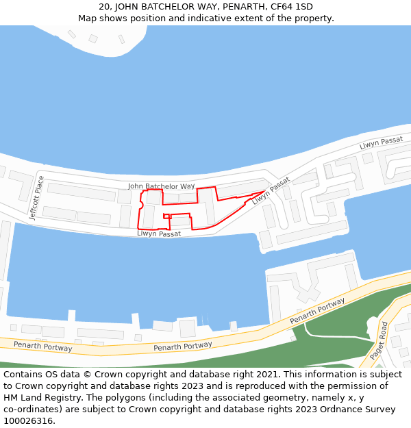 20, JOHN BATCHELOR WAY, PENARTH, CF64 1SD: Location map and indicative extent of plot