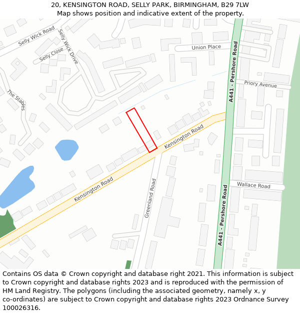 20, KENSINGTON ROAD, SELLY PARK, BIRMINGHAM, B29 7LW: Location map and indicative extent of plot