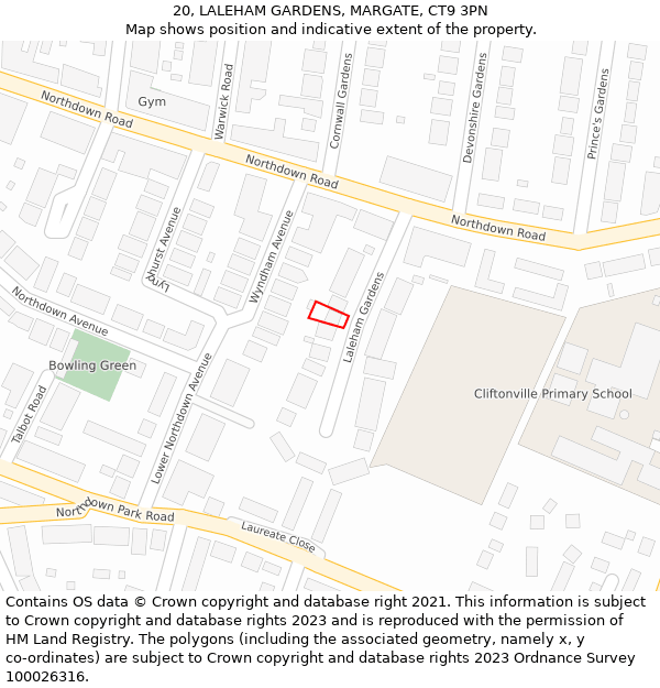 20, LALEHAM GARDENS, MARGATE, CT9 3PN: Location map and indicative extent of plot