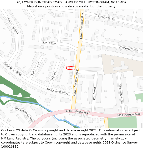 20, LOWER DUNSTEAD ROAD, LANGLEY MILL, NOTTINGHAM, NG16 4DP: Location map and indicative extent of plot