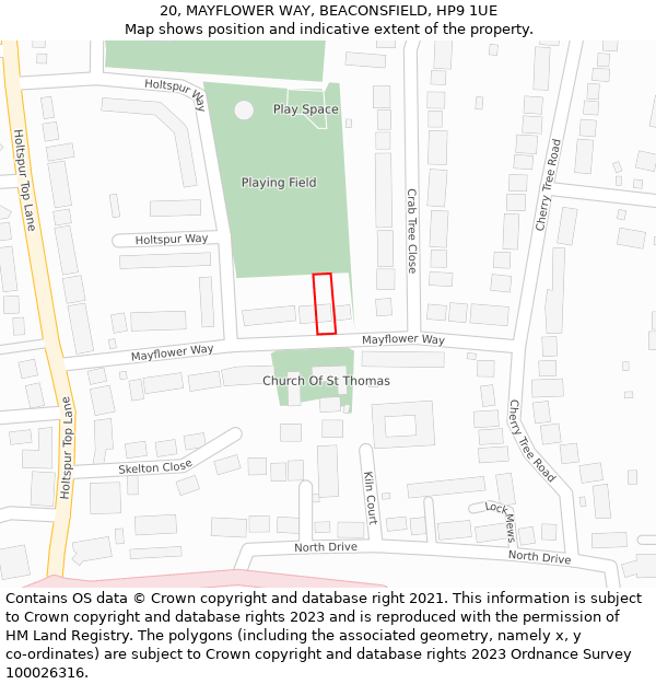 20, MAYFLOWER WAY, BEACONSFIELD, HP9 1UE: Location map and indicative extent of plot