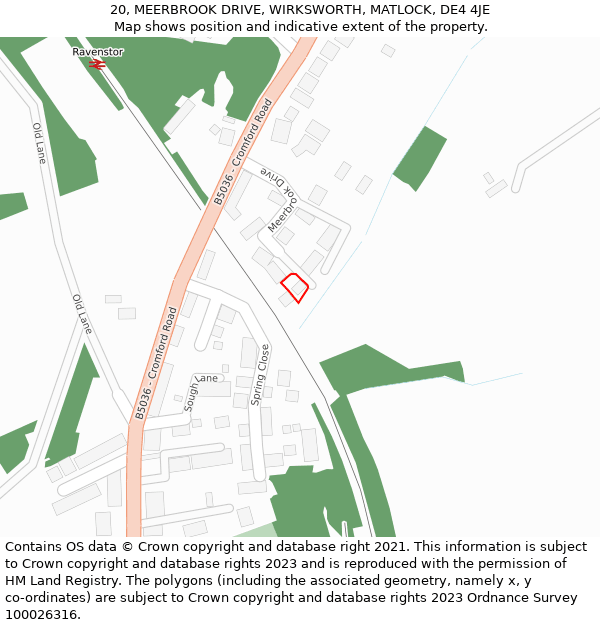 20, MEERBROOK DRIVE, WIRKSWORTH, MATLOCK, DE4 4JE: Location map and indicative extent of plot