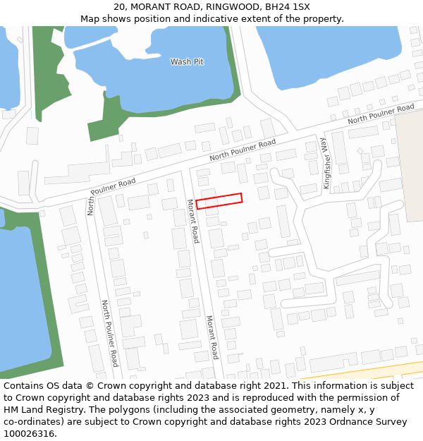 20, MORANT ROAD, RINGWOOD, BH24 1SX: Location map and indicative extent of plot