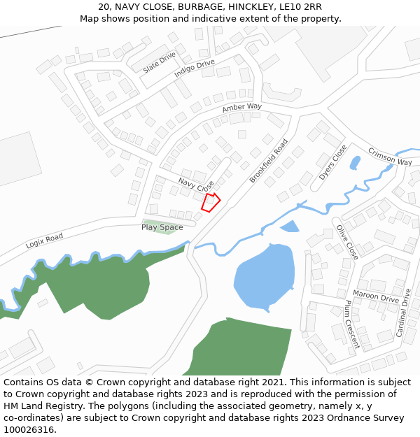 20, NAVY CLOSE, BURBAGE, HINCKLEY, LE10 2RR: Location map and indicative extent of plot