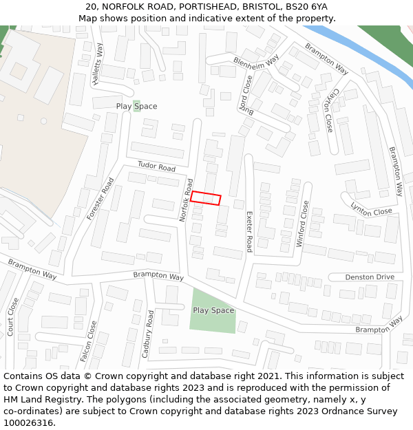 20, NORFOLK ROAD, PORTISHEAD, BRISTOL, BS20 6YA: Location map and indicative extent of plot
