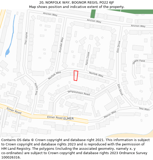 20, NORFOLK WAY, BOGNOR REGIS, PO22 6JF: Location map and indicative extent of plot