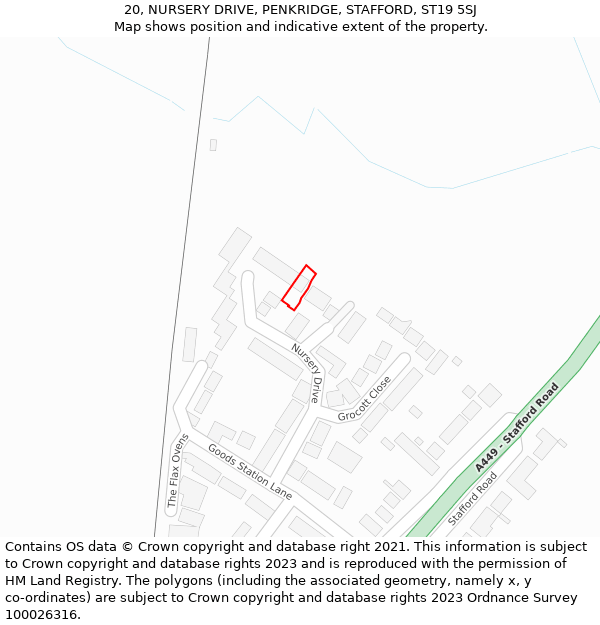 20, NURSERY DRIVE, PENKRIDGE, STAFFORD, ST19 5SJ: Location map and indicative extent of plot