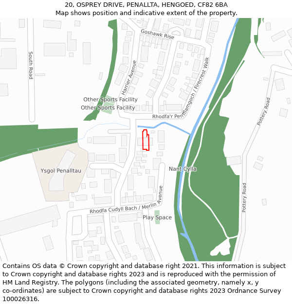 20, OSPREY DRIVE, PENALLTA, HENGOED, CF82 6BA: Location map and indicative extent of plot