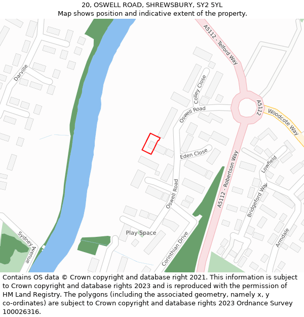 20, OSWELL ROAD, SHREWSBURY, SY2 5YL: Location map and indicative extent of plot