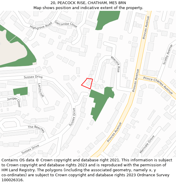 20, PEACOCK RISE, CHATHAM, ME5 8RN: Location map and indicative extent of plot