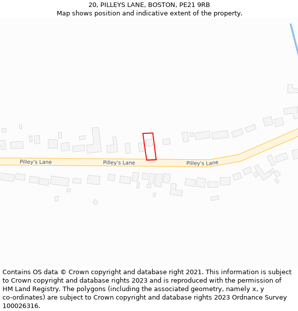 20, PILLEYS LANE, BOSTON, PE21 9RB: Location map and indicative extent of plot