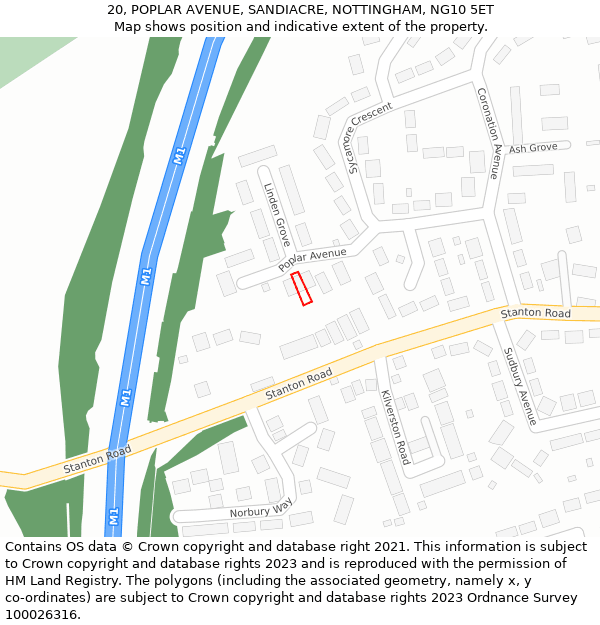 20, POPLAR AVENUE, SANDIACRE, NOTTINGHAM, NG10 5ET: Location map and indicative extent of plot