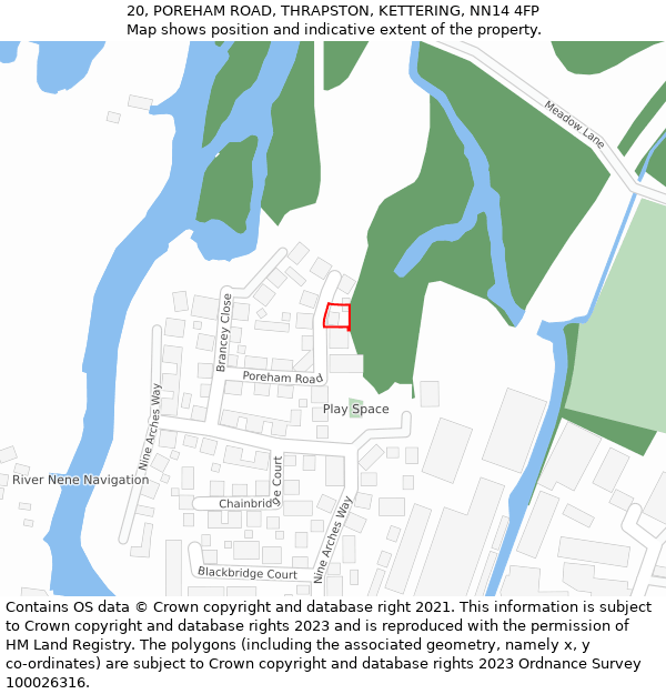 20, POREHAM ROAD, THRAPSTON, KETTERING, NN14 4FP: Location map and indicative extent of plot