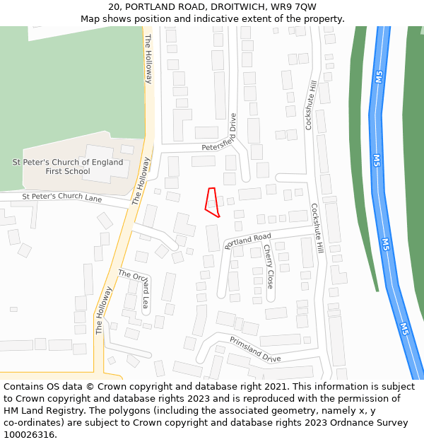 20, PORTLAND ROAD, DROITWICH, WR9 7QW: Location map and indicative extent of plot