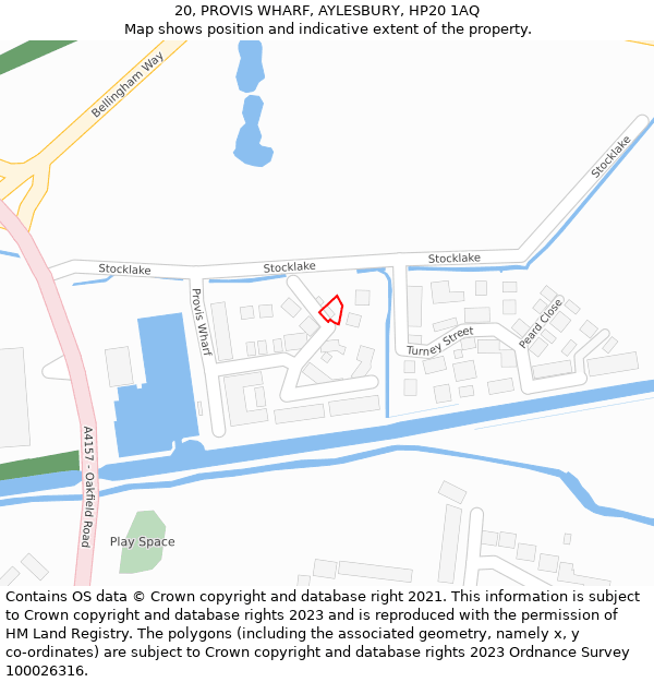 20, PROVIS WHARF, AYLESBURY, HP20 1AQ: Location map and indicative extent of plot