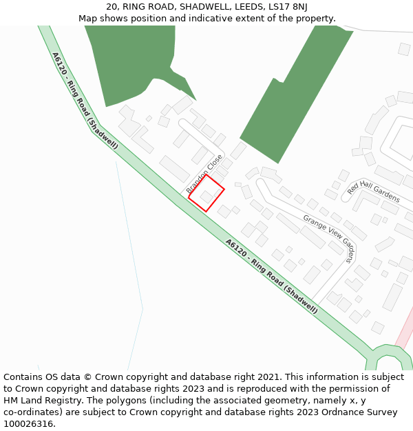 20, RING ROAD, SHADWELL, LEEDS, LS17 8NJ: Location map and indicative extent of plot