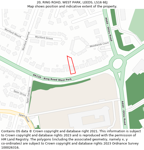 20, RING ROAD, WEST PARK, LEEDS, LS16 6EJ: Location map and indicative extent of plot