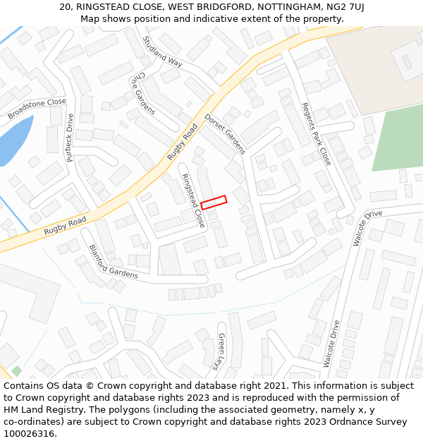 20, RINGSTEAD CLOSE, WEST BRIDGFORD, NOTTINGHAM, NG2 7UJ: Location map and indicative extent of plot