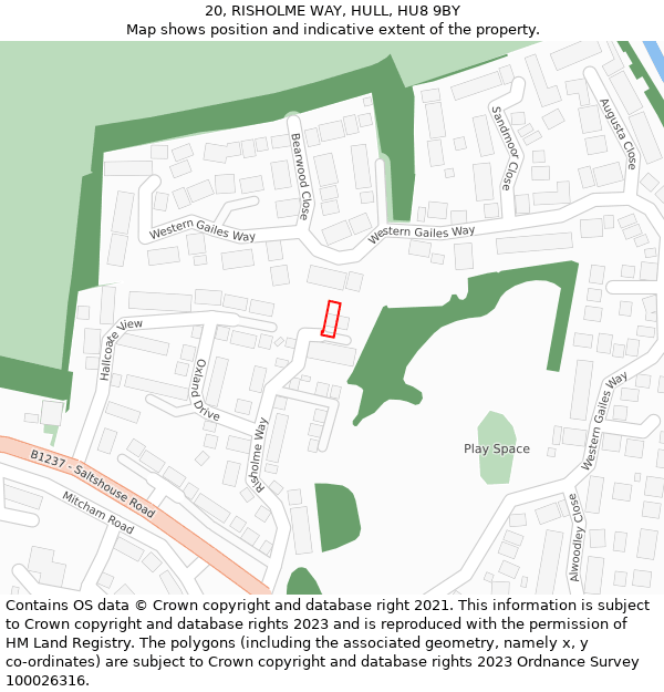 20, RISHOLME WAY, HULL, HU8 9BY: Location map and indicative extent of plot