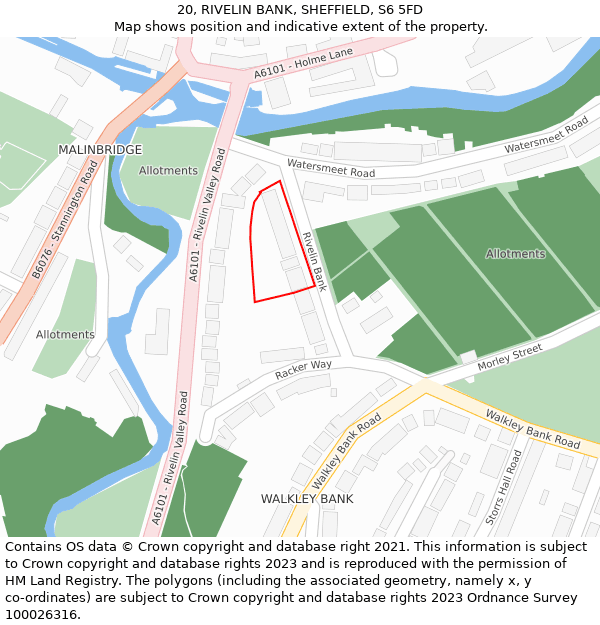 20, RIVELIN BANK, SHEFFIELD, S6 5FD: Location map and indicative extent of plot