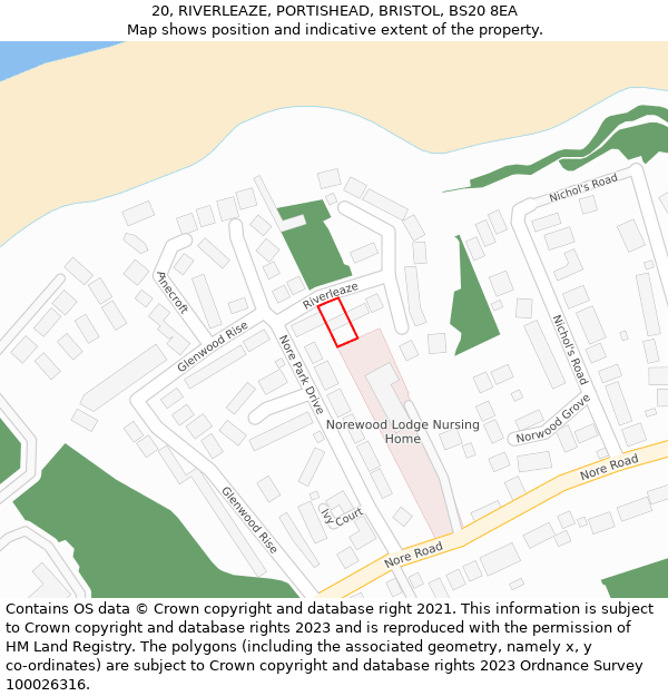 20, RIVERLEAZE, PORTISHEAD, BRISTOL, BS20 8EA: Location map and indicative extent of plot
