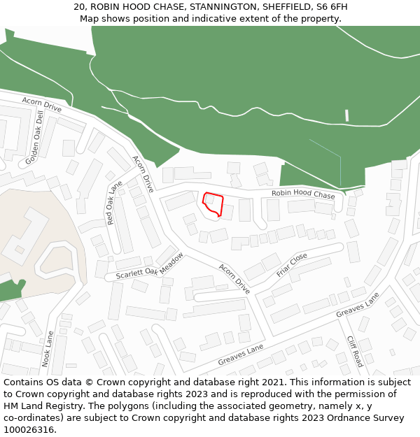20, ROBIN HOOD CHASE, STANNINGTON, SHEFFIELD, S6 6FH: Location map and indicative extent of plot