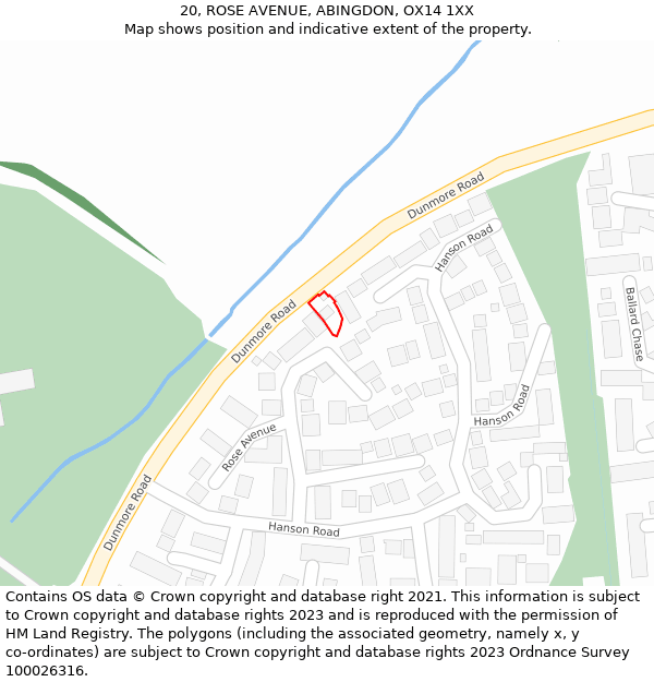 20, ROSE AVENUE, ABINGDON, OX14 1XX: Location map and indicative extent of plot