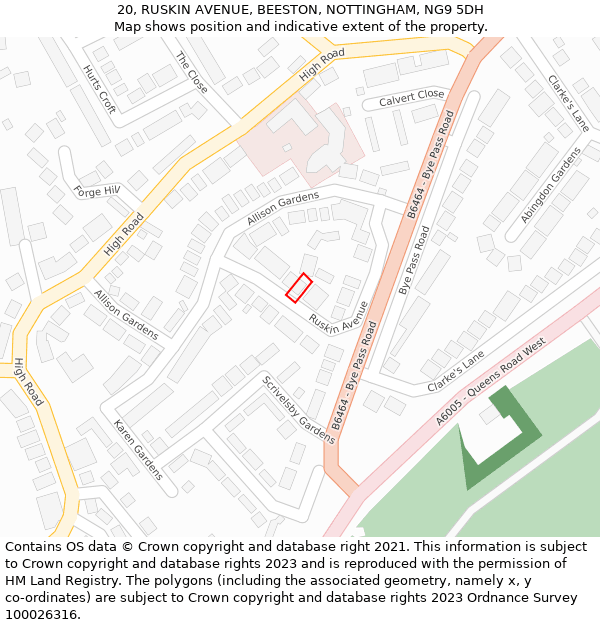 20, RUSKIN AVENUE, BEESTON, NOTTINGHAM, NG9 5DH: Location map and indicative extent of plot