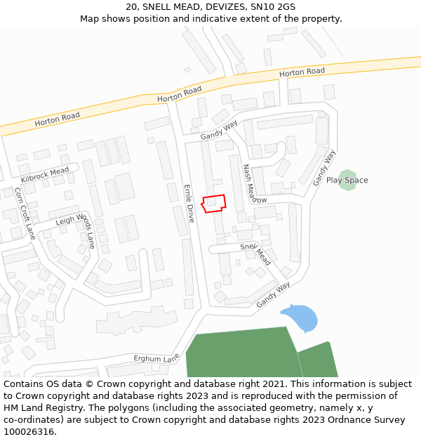 20, SNELL MEAD, DEVIZES, SN10 2GS: Location map and indicative extent of plot