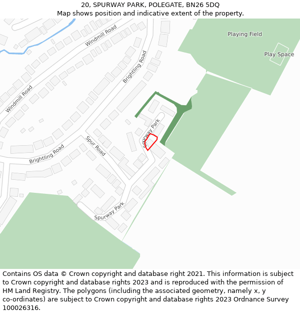 20, SPURWAY PARK, POLEGATE, BN26 5DQ: Location map and indicative extent of plot