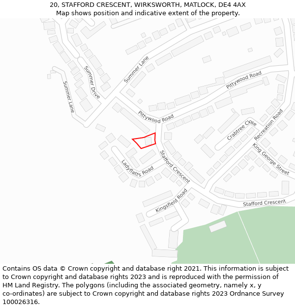 20, STAFFORD CRESCENT, WIRKSWORTH, MATLOCK, DE4 4AX: Location map and indicative extent of plot