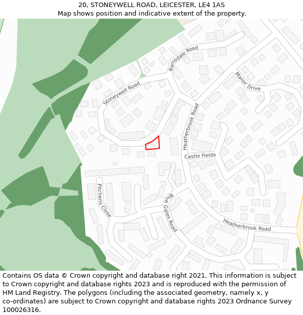 20, STONEYWELL ROAD, LEICESTER, LE4 1AS: Location map and indicative extent of plot